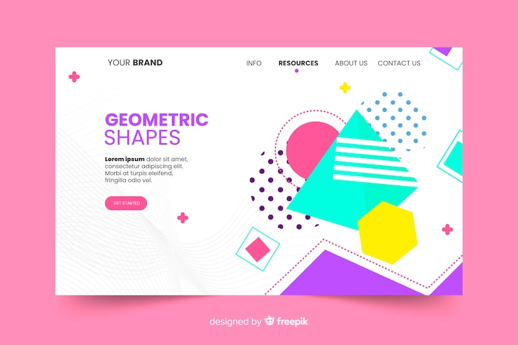 Vector gratuito página de inicio de formas geométricas