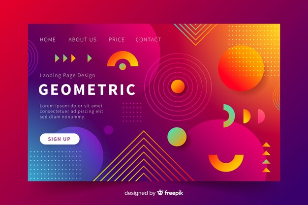 Página de inicio geométrica moderna con gradiente