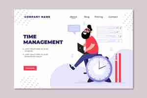 Vector gratuito página de inicio de gestión del tiempo dibujada a mano plana