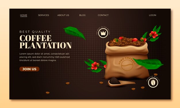 Página de inicio de gradiente de plantación de café