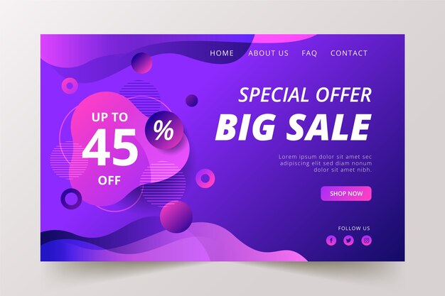 Página de inicio de gran venta abstracta