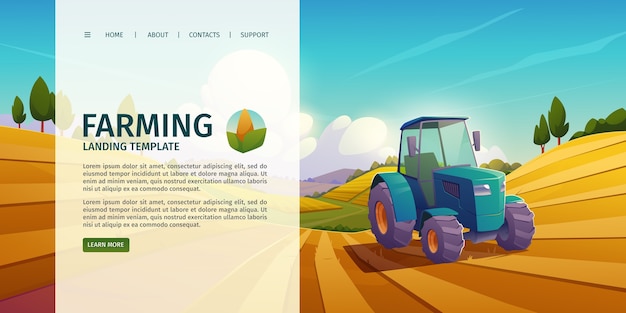 Vector gratuito página de inicio de la granja de estilo de dibujos animados