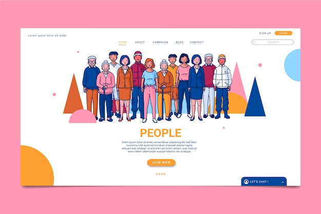 Vector gratuito página de inicio de grupo de personas dibujadas a mano