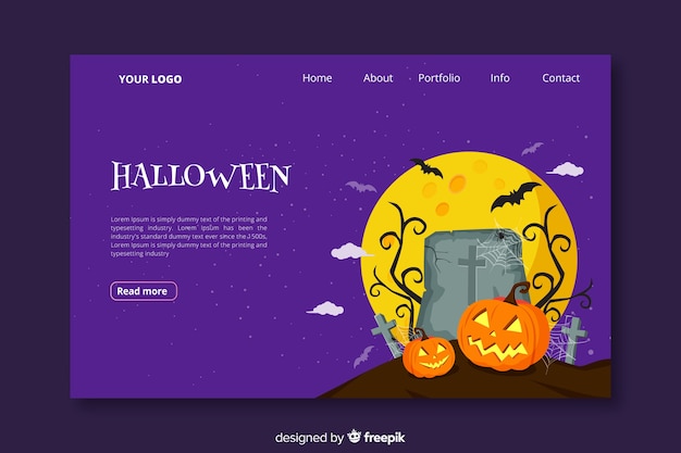 Página de inicio de halloween en diseño plano