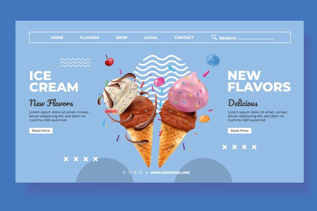 Página de inicio de helado realista