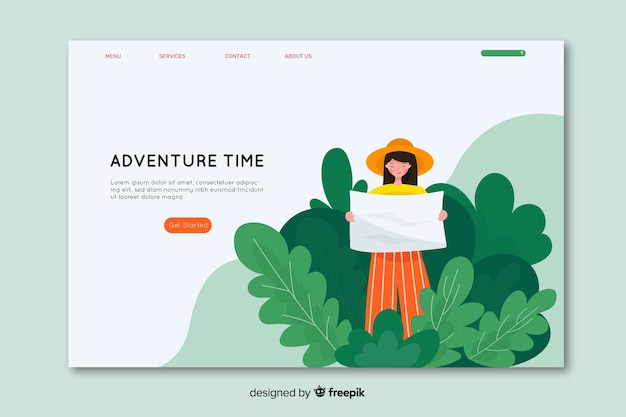 Vector gratuito página de inicio de hora de aventura