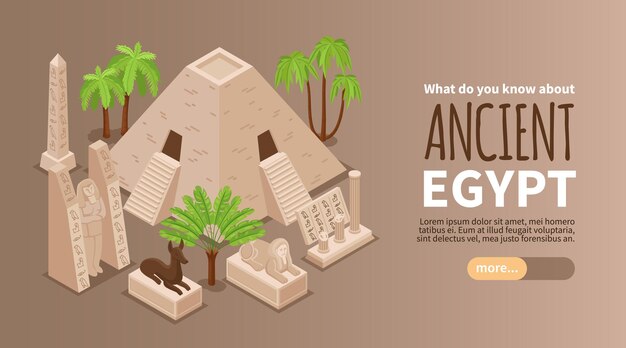 Página de inicio horizontal isométrica del antiguo Egipto