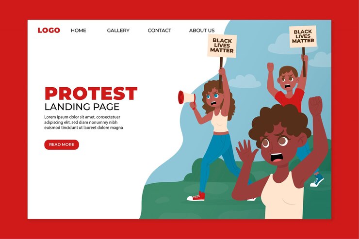 Vector gratuito página de inicio de huelga de protesta