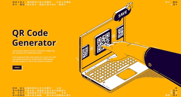 Vector gratuito página de inicio isométrica del generador de código qr