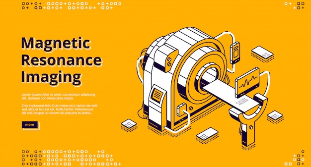 Página de inicio isométrica de resonancia magnética.