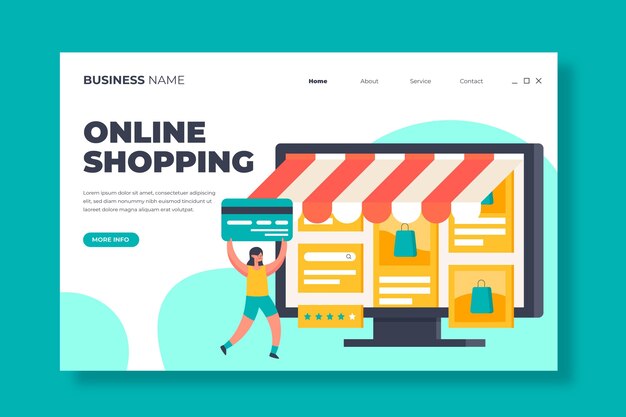 Página de inicio en línea de compras de diseño plano