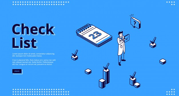 Página de inicio de la lista de verificación para planificar el trabajo