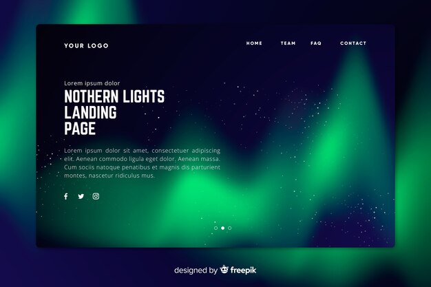 Página de inicio de luces verdes del norte