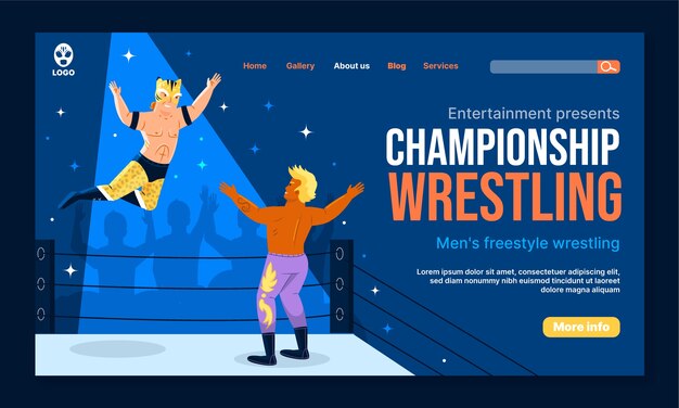 Página de inicio de lucha libre dibujada a mano