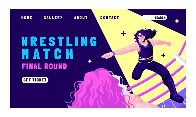 Página de inicio de lucha libre dibujada a mano