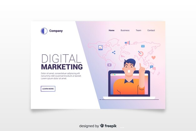 Página de inicio de marketing digital moderno
