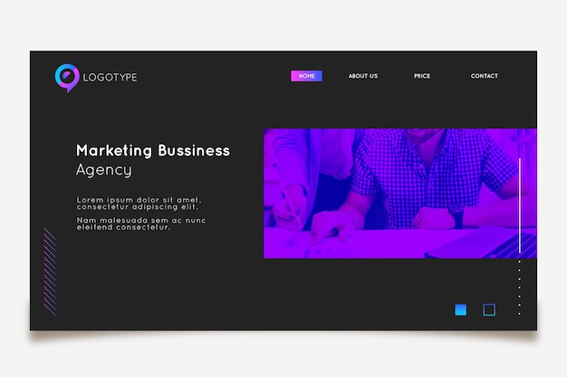 Página de inicio de marketing empresarial