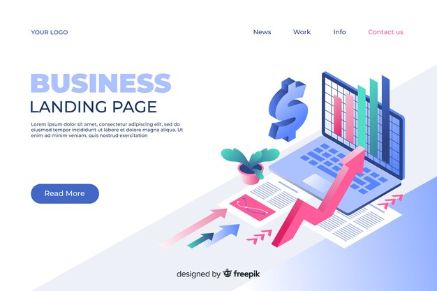 Página de inicio de marketing en estilo isométrico