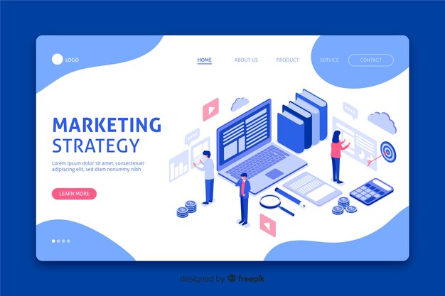 Página de inicio de marketing isométrica