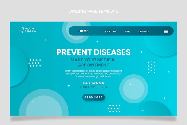 Vector gratuito página de inicio médica degradada