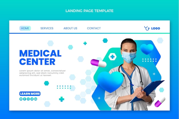 Vector gratuito página de inicio médica degradada