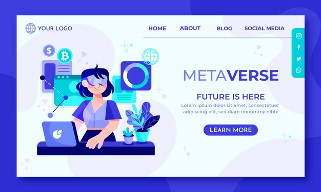Página de inicio de metaverso dibujada a mano