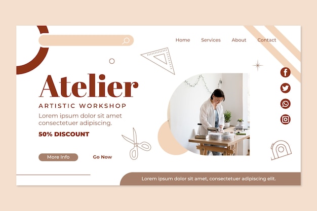 Página de inicio mínima plana de Atelier