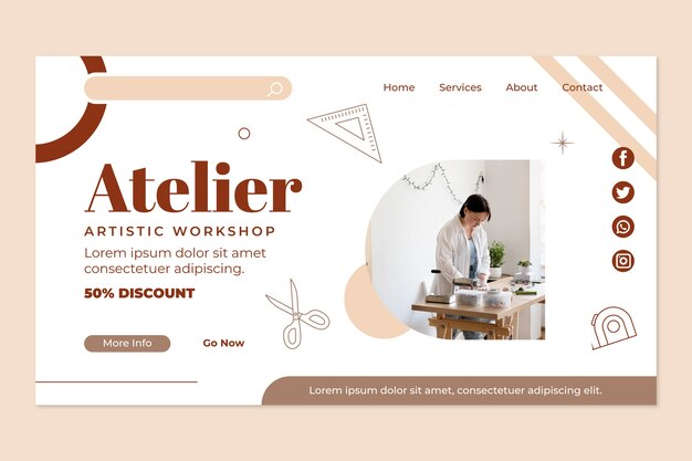 Página de inicio mínima plana de Atelier