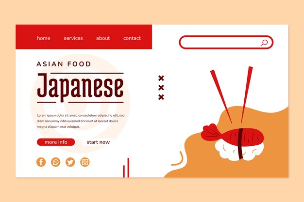 página de inicio mínima del restaurante japonés