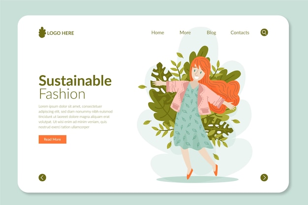 Vector gratuito página de inicio de moda sostenible dibujada a mano plana