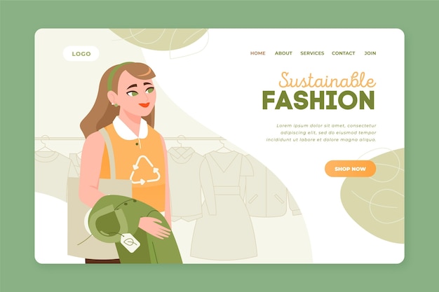 Vector gratuito página de inicio de moda sostenible dibujada a mano