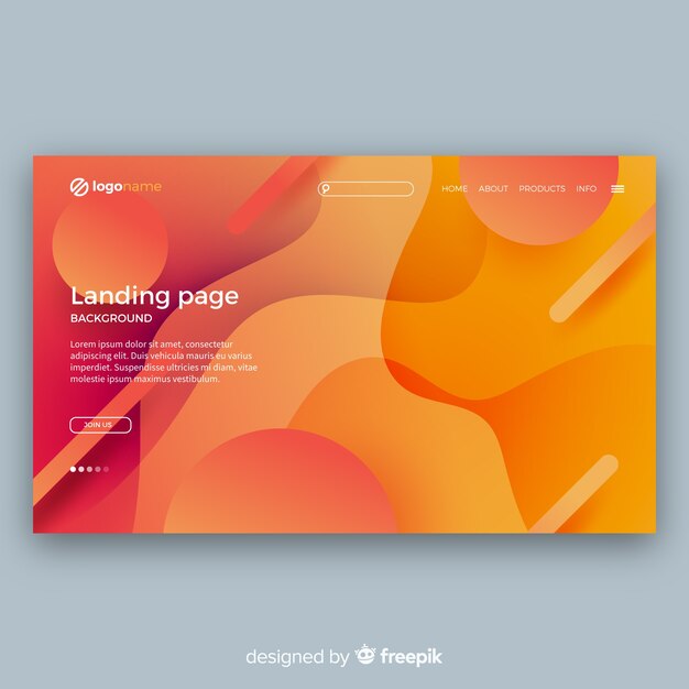 Página de inicio moderna con diseño abstracto