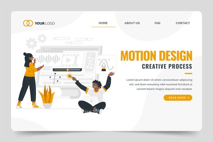 Vector gratuito página de inicio de motiongraphics de diseño plano orgánico