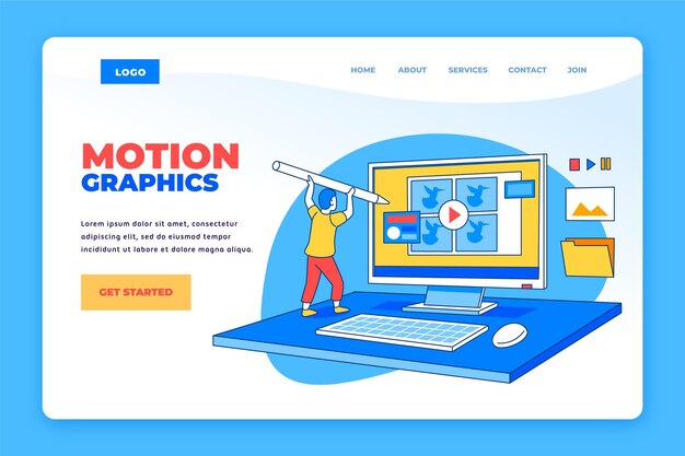Página de inicio de motiongraphics orgánico plano