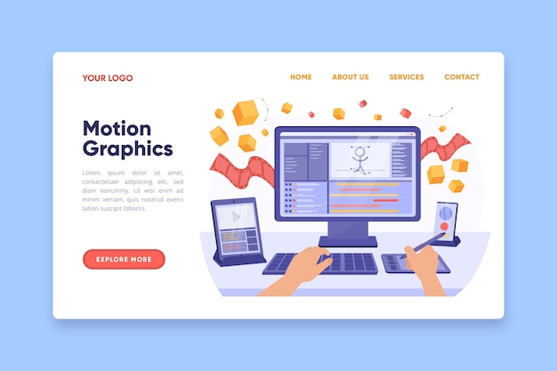 Página de inicio de motiongraphics orgánico plano