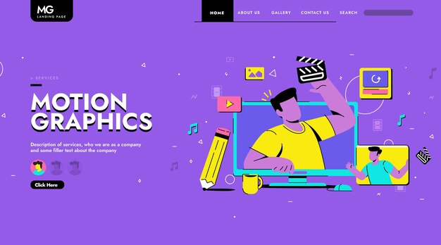 Página de inicio de motiongraphics orgánico plano