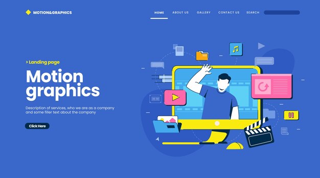 Página de inicio de motiongraphics orgánico plano
