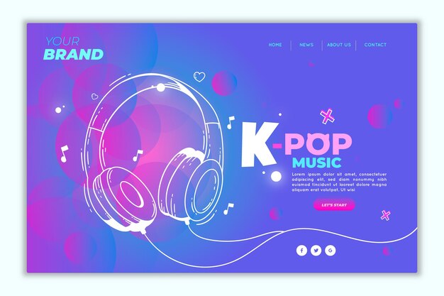 Vector gratuito página de inicio de música k-pop