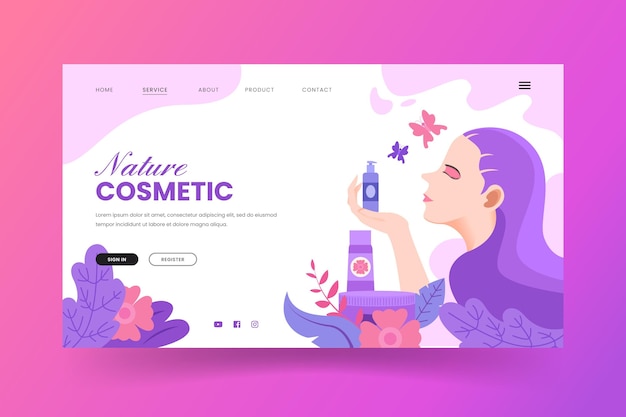 Vector gratuito página de inicio de nature cosmetics