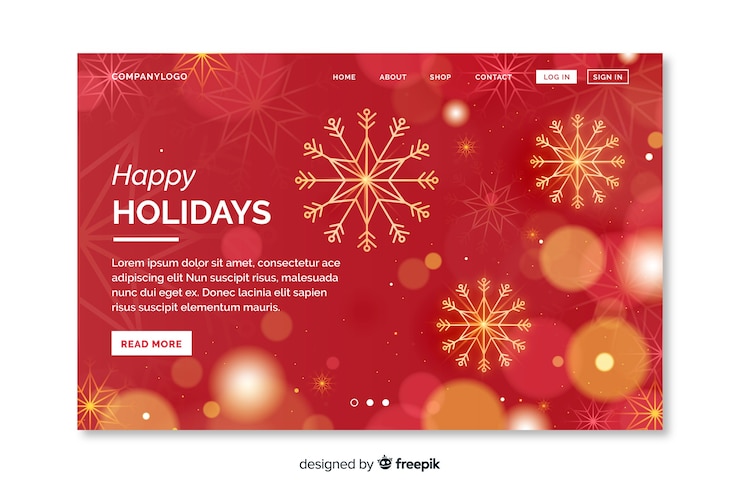 Vector gratuito página de inicio de navidad con adornos