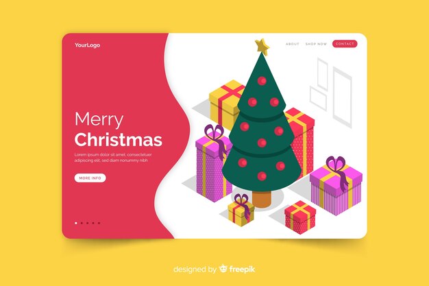 Página de inicio de Navidad en diseño plano