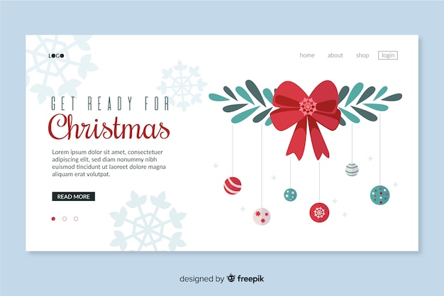 Página de inicio de Navidad de diseño plano