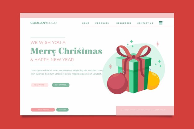 Página de inicio de Navidad en diseño plano