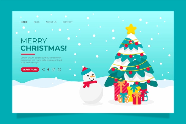 Página de inicio de Navidad de diseño plano