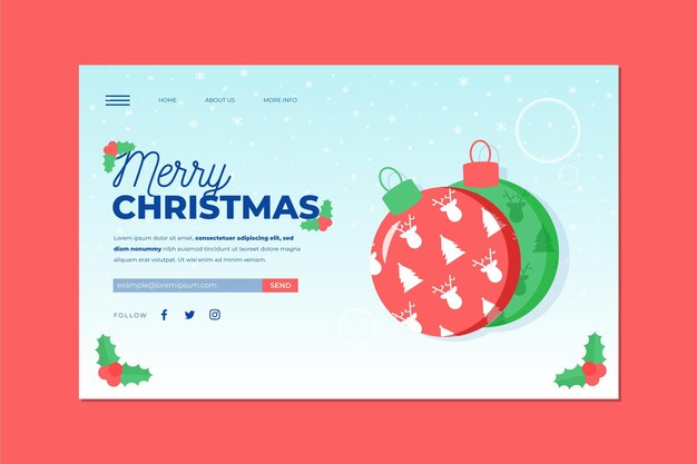 Página de inicio de Navidad en diseño plano