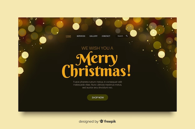 Página de inicio de Navidad con efecto bokeh