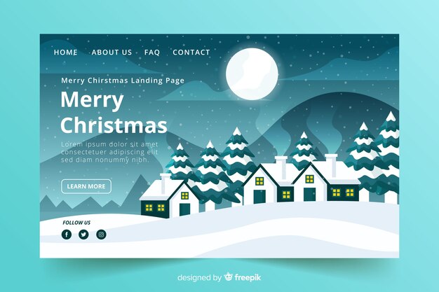 Página de inicio de Navidad en estilo de diseño plano