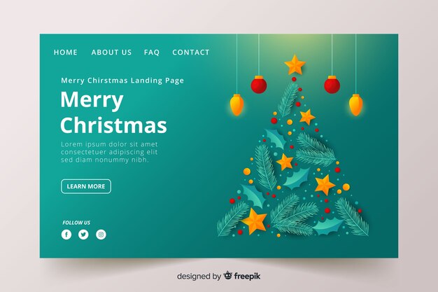 Página de inicio de Navidad en estilo de diseño plano