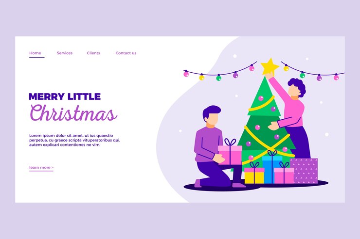 Vector gratuito página de inicio navideña de diseño plano