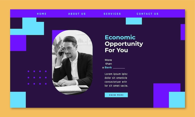 Vector gratuito página de inicio de negocios bancarios de diseño plano.